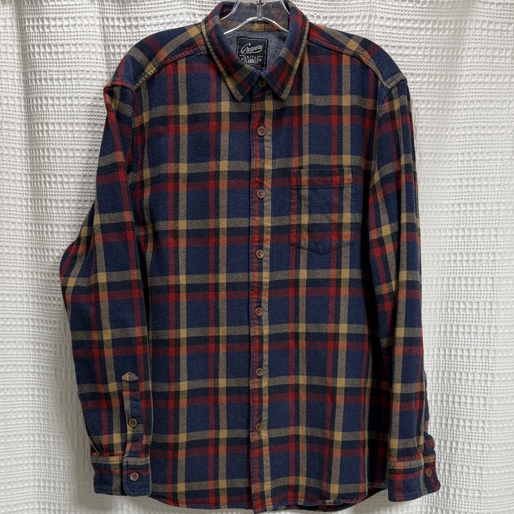 Grayers Heritage Flannel Navy/Red Plaid shirt SZ L EUC‎ thick quality Cabin Cozy